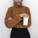 Christmas Gift DISWEET 2021 Turtleneck Sweater Women Solid Long Sleeve Knit Tops Loose Casual Sweaters Korean Female Pullovers