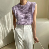Kukombo 2022 Y2K Spring Autunm Women Sweaters Waistcoat Sleeveless Korean Style Knitted Vintage Wild Lady Short Vests SWV3277