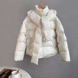 Christmas Gift  Women Thickened Short Hooded Oversize Parkas Puffer Jackets 2021 Winter Long Sleeve Buttons Pockets Female Warm Coat