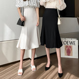 Kukombo Women 2022 Summer Elegant Casual All-match High Waist Offcie Lady Midi Mermaid Skirt