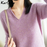 Christmas Gift Women Sweaters And Pullovers 2021 Autumn Knitted Top Jumper Women Pulovers Purple V Neck Sweater Basic Winter Sweater Woman