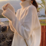 Kukombo Fall 2022 Women Sweater Turtleneck Pullovers Solid Casual Winter Warm Fashion New Knitted Top Long Sleeve Loose Clothes