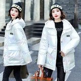 Christmas Gift 2021 New Winter Jacket Women's Parkas Down Cotton Jackets Glossy Female Hooded Cotton Padded Parka Waterproof Coat Plus Size