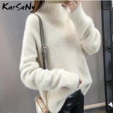 Christmas Gift Winter Mink Cashmere Thick Sweater Women Jumper White Pull Femme Loose Pullover Knitted Fluffy Sweaters For Women Winter