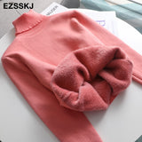 Christmas Gift 2021 Autumn winter cashmere basic warm Sweater velvet Pullovers Women female fur thick Turtleneck sweater knit Jumpers top
