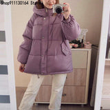 Christmas Gift Autumn Winter 2021 New Womens Coats Blue Jackets Hooded Coat Thick Cotton Parkas Oversized Jacket Female