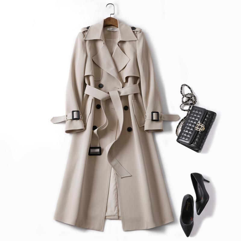 Christmas Gift 2023 new Korean style windbreaker women's long coat spring and autumn plus size popular British over-the-knee coat free shipping
