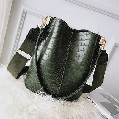 Back To College 2023 Vintage Leather Stone Pattern Crossbody Bags For Women New Shoulder Bag Fashion Handbags And Purses Bucket Bags