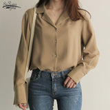 Christmas Gift 2021 Vintage Solid White Chiffon Blouse Tops Spring Cardigan Women Blouses Long Sleeve Women Shirts Clothes Blusas Mujer 9379 50