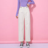 Christmas Gift Korean jeans Plush thickened wide leg pants women's high waist loose high waist new trend in autumn and winter 2021