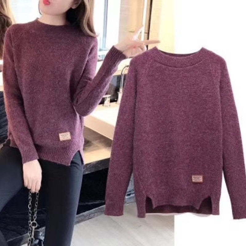 Christmas Gift Autumn Sweater 2021 Spring women fashion sexy o-neck Casual women sweaters and pullover warm Long sleeve Knitted Sweater