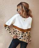 Christmas Gift 2021 Fashion Leopard Patchwork Autumn Winter Ladies Knitted Sweater Women O-neck Full Sleeve Jumper Pullovers Top