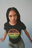 Kukombo Tatooine Hawaii Mountain Vintage Outrun Sunset Palm Tree Silhouette Black Tshirt Retro Vaporwave Women Cool Tropical Tees