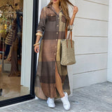 Kukombo Women's Dress Vintage Shirt Vestido De Mujer Casual Solid Ropa De Mujer 2022 Female Lapel Neck Party Dress