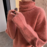 Kukombo Fall 2022 Women Sweater Turtleneck Pullovers Solid Casual Winter Warm Fashion New Knitted Top Long Sleeve Loose Clothes