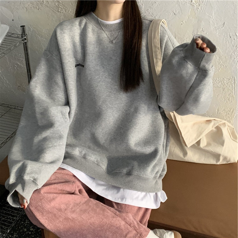 Christmas Gift 2021 spring and autumn new splicing Pullover fashion Korean thick and thin women's Sweatshirt Navy Gray Black Pink women's Hoodi