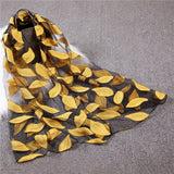Christmas Gift 2021 New Spring Summer Scarf Women Fashion Leaf Cut Flowers Scarves Elegant Lady's Beach Cove Up Winter Scarf For Women Shawl