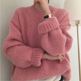 Kukombo Christmas Gift 10 colors Pink Women Sweater Pullover Female Knitting Overszie Long Sleeve Loose Knitted Outerwear Womens Winter Sweaters