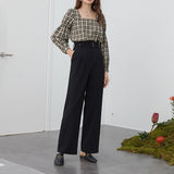 Christmas Gift FANSILANEN Office Lady Mopping Pants Women 2021 Summer Straight Loose Casual Suit Pants High Waist Drape Wide Leg Trousers