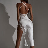 Kukombo Zjkrl Women Sexy Lace Party Club Backless Bodycon Stain Black Straps Midi Dress Summer Clothes Wholesale Items For Resale