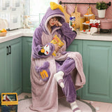 Christmas Gift Women's Pajamas Thick Warm Sleepwear Coral Fleece Robe Autumn and Winter Plush Plus Size Loose Home Clothes Nightgowns for Women