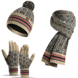 Christmas Gift Winter new Korean 2021 knitted scarf women's gift warm fashion wool hat cold proof scarf gloves versatile socks three pieces