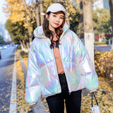 Christmas Gift 2021 New Winter Jacket Coats Women Parkas Hooded Glossy Down Cotton Jacket Warm Casual Parka Padded Cotton Coat Female P1062