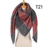 Christmas Gift 2021 New Winter Knitted Scarf Cashmere Pashmina Women Warm Neck Scarves Shawls Plaid Wraps Triangle Stoles Lady Bandana