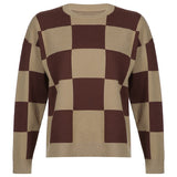 Christmas Gift HEYounGIRL Autumn Winter Plaid Brown Knitted Sweater Women Casual Korean Fashion Pullovers Top Vintage Long Sleeve Jumpers 2021
