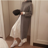 Kukombo Warm Sweater Women Autumn Dress Winter Long Sweater Knitted Dresses Long loose Maxi Oversize Lady Dresses Bodycon Robe Vestidos-B