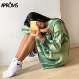 Christmas Gift Aproms Multi Striped Knitted Soft  Sweaters Women Autumn Winter Long Jumpers Oversized Pullovers Streetwear Loose Outerwear 2021