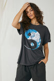 Kukombo Spring Summer Women Tee Sun Moon Casual Oversized Loose Short Sleeve Tshirt Streetwear Top Ladies