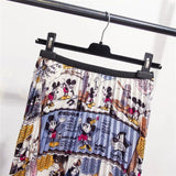 Christmas Gift Marwin New-Coming Summer Catroon Printing Women Skirts Mid-Calf Pleated Skirt European High Street Style Empire Summer Skirts