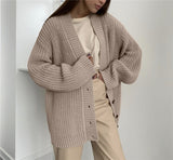 Christmas Gift Hirsionsan Cashmere Long Sleeve Sweater Women 2021 New Single-Breasted Female Cardigan V Neck Soft Loose Knitted Outwear Jumpers