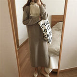 Christmas Gift Knitted Dresses Fall Warm Sweater Women Dress Winter Long Sweaters Long Loose Maxi Oversize Lady Dresses Bodycon Robe Vestidos-A