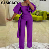 Kukombo Elegant Solid OL Jumpsuits Chic Evening Party Club Ovearlls
