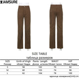 Kukombo Low Waist Corduroy Wide Leg Pants Female Vintage Brown Casual Straight Trousers Women Harajuku Bottoms Streetwear