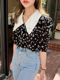 Christmas Gift New Embroidery Oversize Womens Blouses Summer Tops Femme Casual Women Shirt Short Sleeve Print Girls Blouse New Blusas