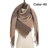 Christmas Gift 2021 New Winter Knitted Scarf Cashmere Pashmina Women Warm Neck Scarves Shawls Plaid Wraps Triangle Stoles Lady Bandana