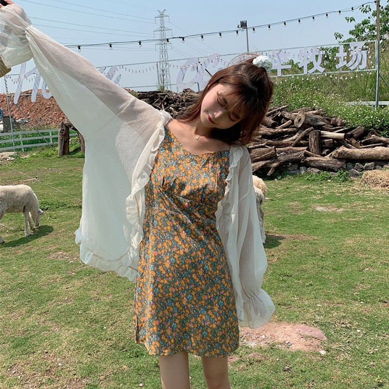 Kukombo Blouses Women Summer Perspective Ruffles Casual Sun-Proof Classy Thin All-Match Korean Style Cozy Womens Top Blusas Cute Trendy