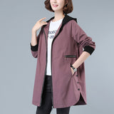 Christmas Gift 2021 New Autumn Women Jacket Casual Basic Coat Pocket Zipper Jackets Long Sleeve Female Windbreaker Loose Hooded Outwear C-37