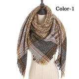 Christmas Gift 2021 New Winter Knitted Scarf Cashmere Pashmina Women Warm Neck Scarves Shawls Plaid Wraps Triangle Stoles Lady Bandana