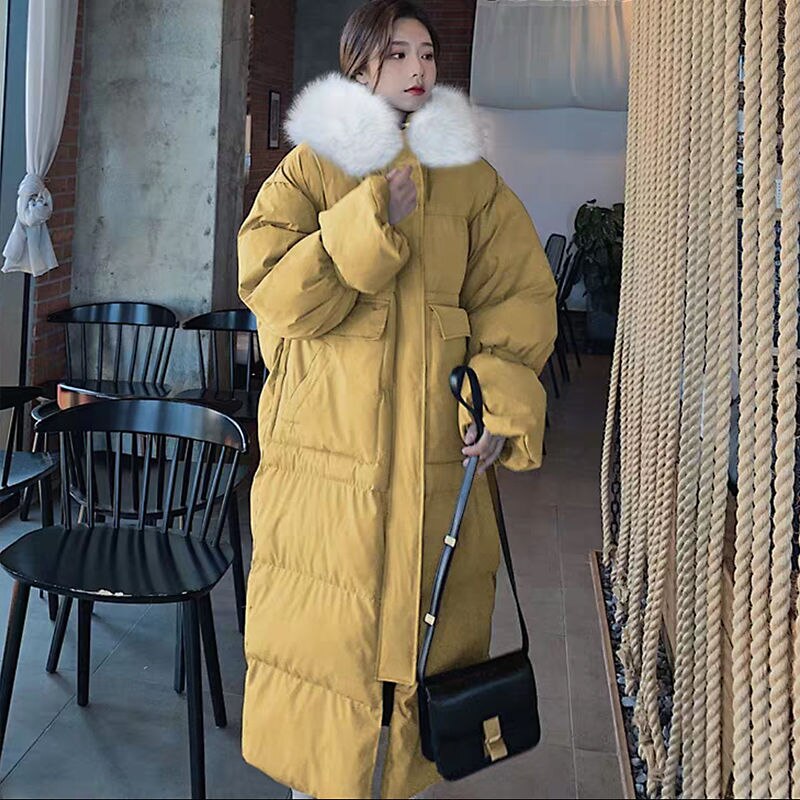 Christmas Gift 2021 Winter New Thick Bread Clothes Cotton-padded Jacket Women's Long Over-the-knee Coat Cotton-padded Jacket Tide