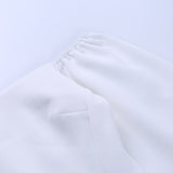 Kukombo Elegant Women's T Shirt Sexy Slash Neck Lantern Sleeve Bandage Solid White Tops 2022 Autumn Casual Slim Office Lady Tee K05