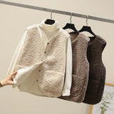 Christmas Gift Autumn Fleece Women Vest Waistcoat Winter White Vest Sleeveless Jacket Ladies Warm Thick Sleeveless Vest For Women 2021