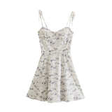 Kukombo Summer Sexy Mini Dress Women Backless White Dresses Elegant Korean Fashion Sleeveless Floral Ruffle Vestidos Streetwear 2022