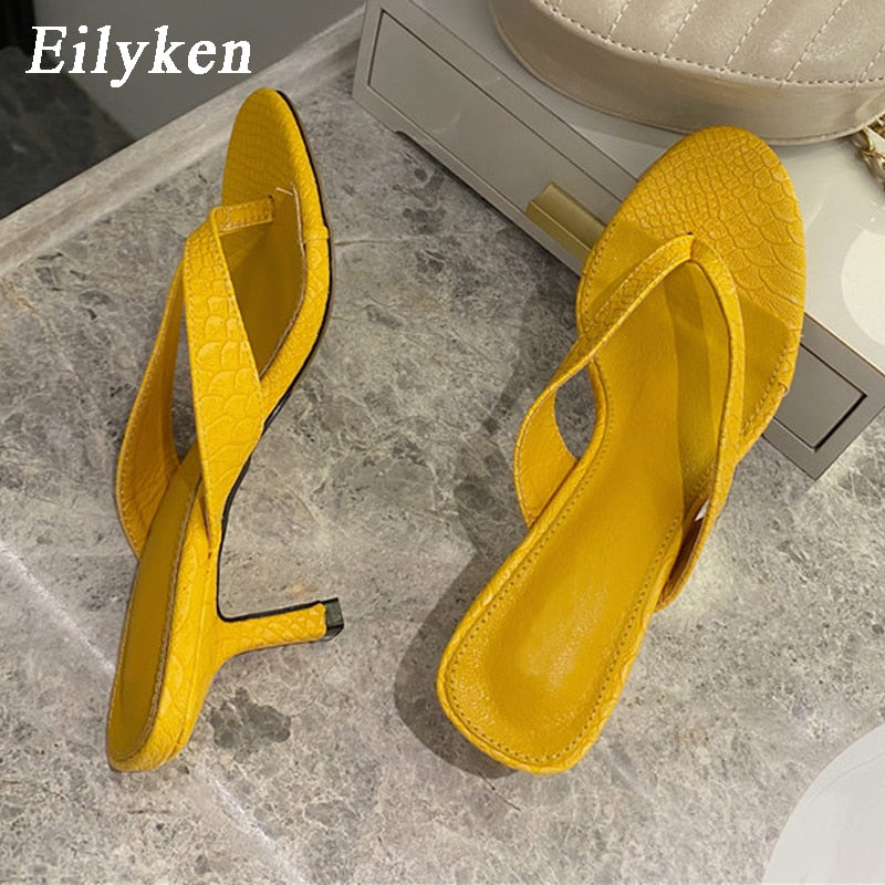 Christmas Gift Eilyken 2022 New Brand Women Slipper Summer Outdoor Sandal Slip On Flip Flop Ladies Thin High Heels Slides Elegant Women Shoes