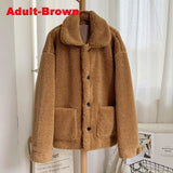 Christmas Gift 2021 Fashion Mother & Daughter Teddy Faux Fur Coat Winter Warm Pocket Women Girls Overcoats Sisters Street Sweet Jacket Coats