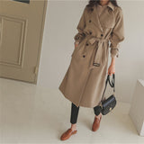 Thanksgiving Gift Ailegogo New Autumn Winter Women Double Breasted Long Trench Coat With Belt Casual Female Khaki Fashion Windbreaker Outwear