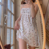 Christmas Gift Nightgowns Women Spaghetti Straps Sexy Elasticity Summer Printed Cute Girls Korean Style Lovely Sleepwear Nightdress Female New